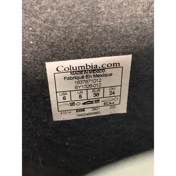 Columbia Powderbug Plus II Youth Size 6 Black Winter Snow Boots BY1326-012