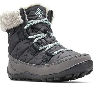 Columbia Youth size 4 Minx Shorty Omni heat waterproof-K snow boot in black/grey