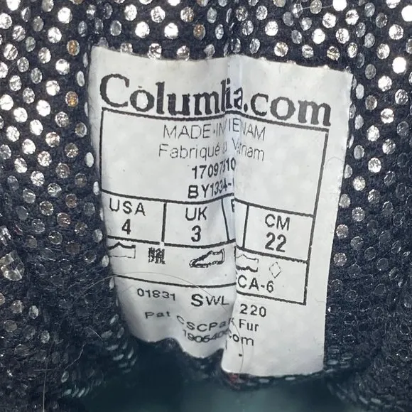 Columbia Youth size 4 Minx Shorty Omni heat waterproof-K snow boot in black/grey