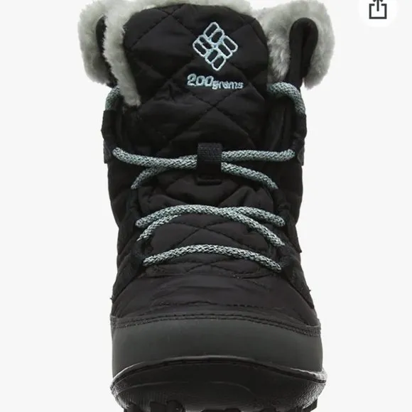 Columbia Youth size 4 Minx Shorty Omni heat waterproof-K snow boot in black/grey