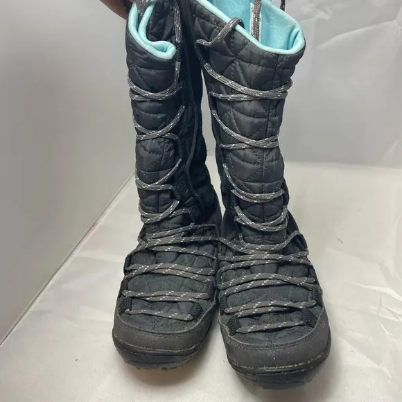Columbia Girls black &amp; blue Omni-Heat Mid Calf Lace Up Winter Snow Boots Size 2
