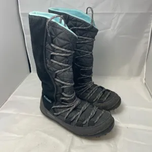 Columbia Girls black &amp; blue Omni-Heat Mid Calf Lace Up Winter Snow Boots Size 2