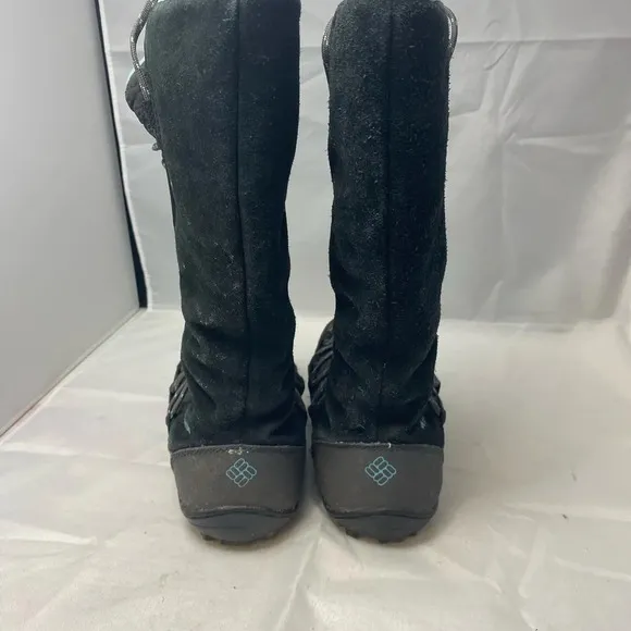 Columbia Girls black &amp; blue Omni-Heat Mid Calf Lace Up Winter Snow Boots Size 2