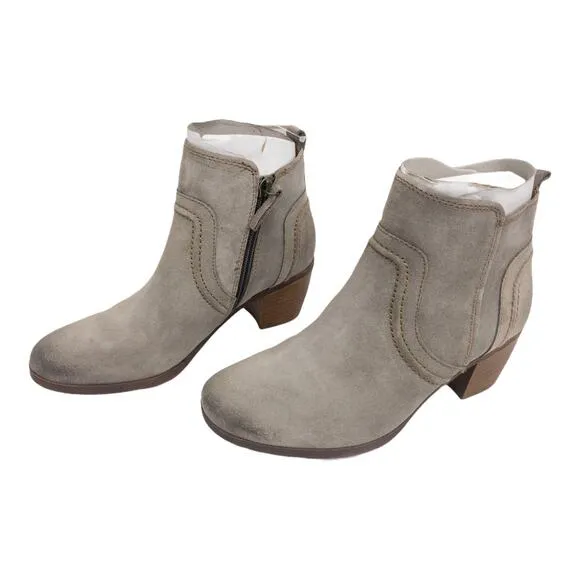 Comfortiva Arnon Suede Heeled Ankle Boots Almond Toe 6.5 Women's Gray