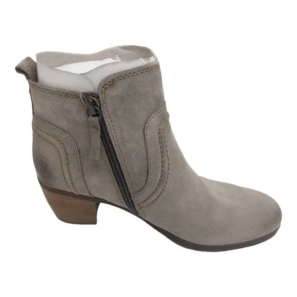 Comfortiva Arnon Suede Heeled Ankle Boots Almond Toe 6.5 Women's Gray