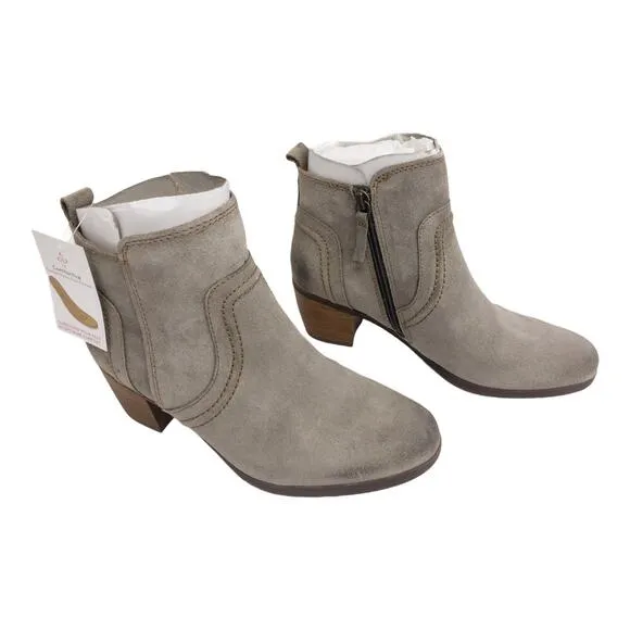 Comfortiva Arnon Suede Heeled Ankle Boots Almond Toe 6.5 Women's Gray