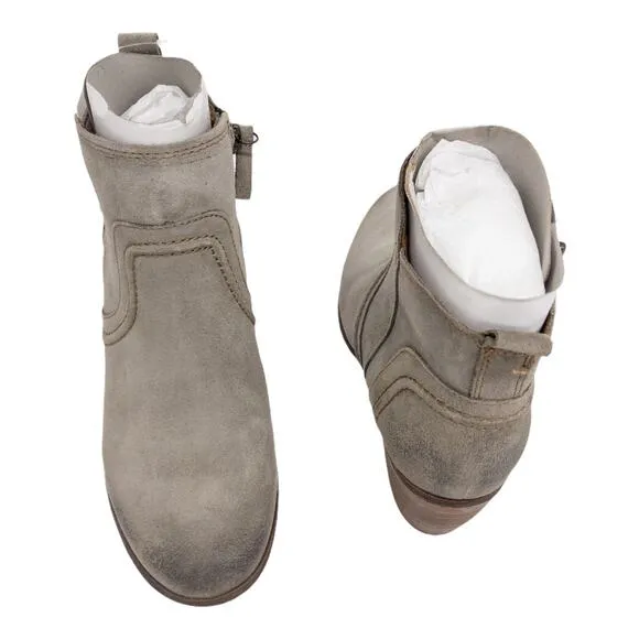 Comfortiva Arnon Suede Heeled Ankle Boots Almond Toe 6.5 Women's Gray