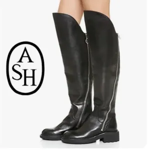 COPY - ASH Seven Over The Knee Tall Black Leather Boots Size 7