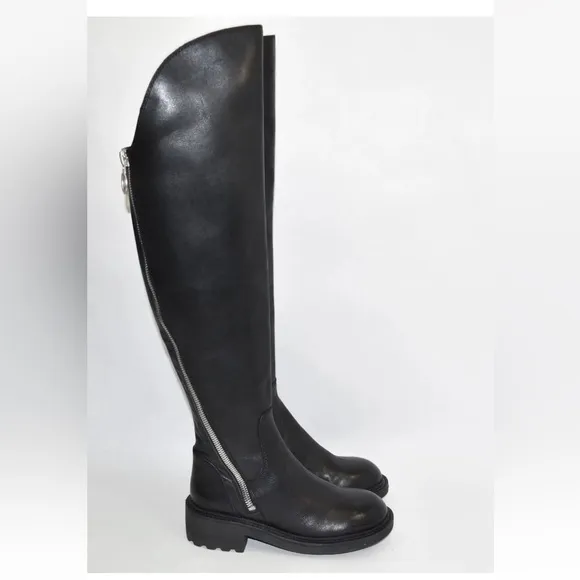 COPY - ASH Seven Over The Knee Tall Black Leather Boots Size 7