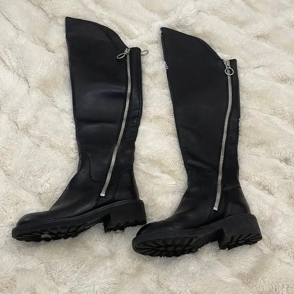 COPY - ASH Seven Over The Knee Tall Black Leather Boots Size 7