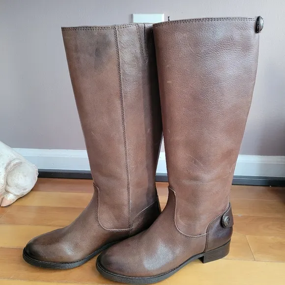 COPY - Boots Arturo Chiang Fierce Leather Riding Boots Size 6.5M Brown Tall 15.…