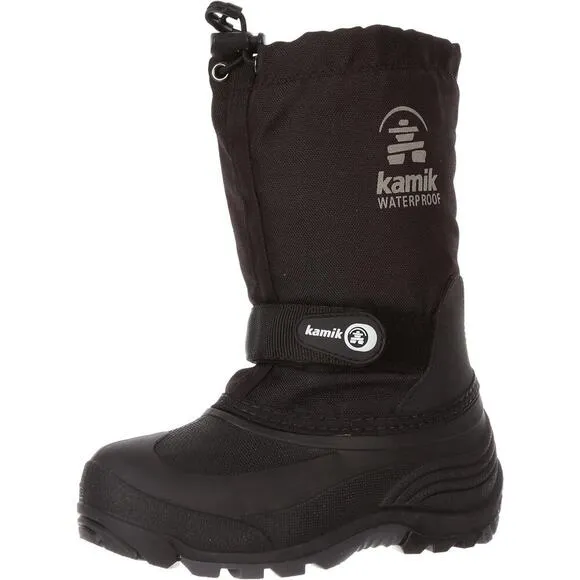 COPY - Kamik Kids Waterbug  Pull On Round Toe Waterproof Snow Boots, Black/Char…