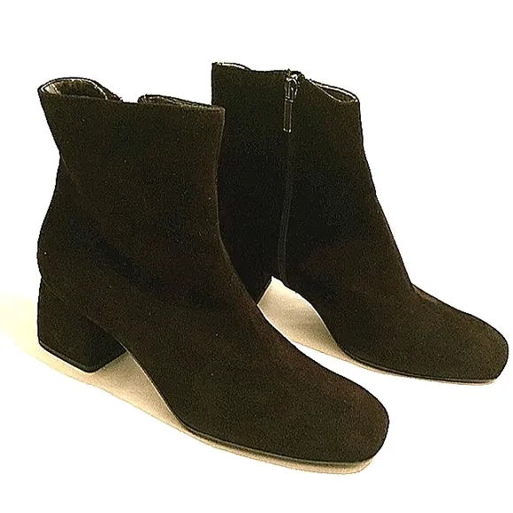 CORDANI Italian Noelle Suede Leather Square Toe Chunky Heel Ankle Boots …