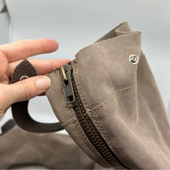 CORRAL 9 Suede Nubuck Leather Tall‎ Riding Boots Taupe Grey Back Zip Western