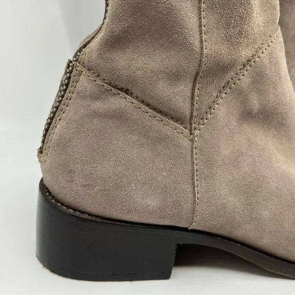 CORRAL 9 Suede Nubuck Leather Tall‎ Riding Boots Taupe Grey Back Zip Western