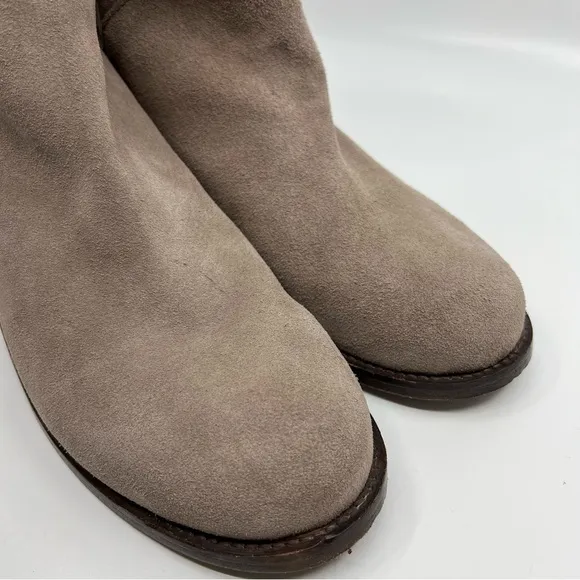 CORRAL 9 Suede Nubuck Leather Tall‎ Riding Boots Taupe Grey Back Zip Western
