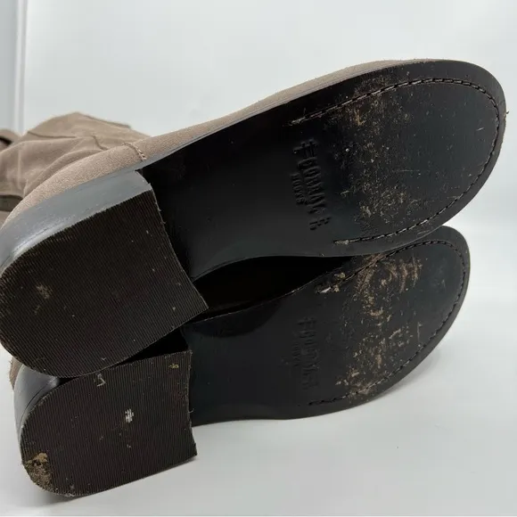CORRAL 9 Suede Nubuck Leather Tall‎ Riding Boots Taupe Grey Back Zip Western