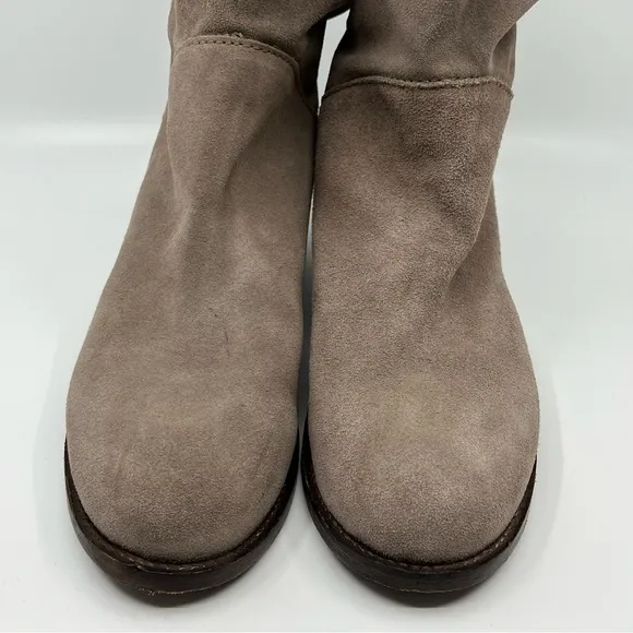 CORRAL 9 Suede Nubuck Leather Tall‎ Riding Boots Taupe Grey Back Zip Western