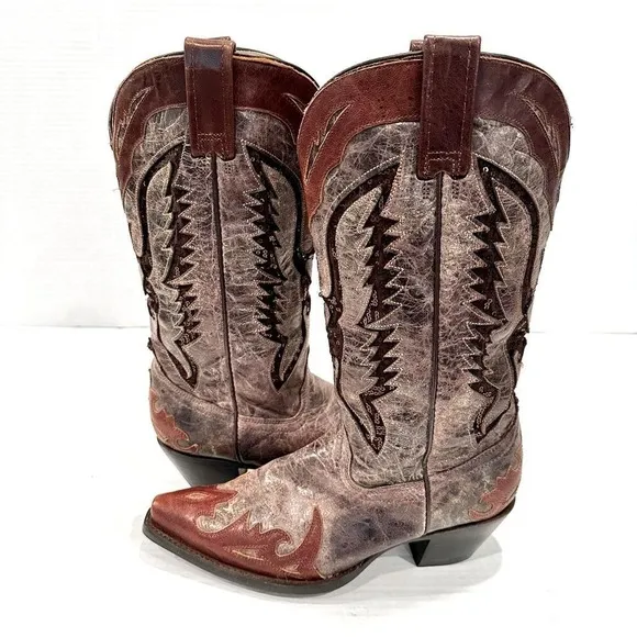 Corral Boots Women's Eagle Distressed Brown Sequin Cowboy Boots R1111 Size 8 M