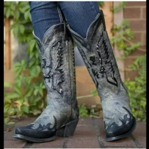 CORRAL Eagle sequin inlay snip toe cowgirl boots