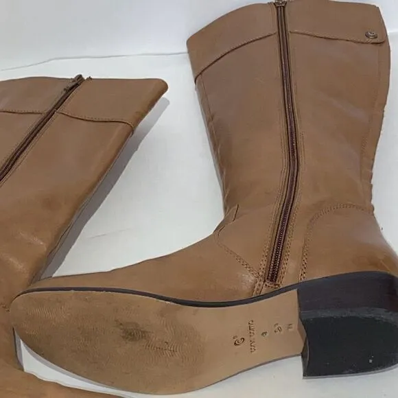 Corso Como Women's Over The Knee Side Zip Leather Riding Boots Brown Size 8M