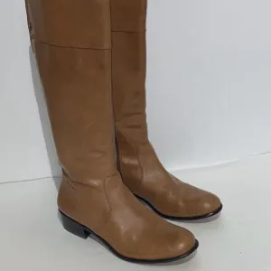 Corso Como Women's Over The Knee Side Zip Leather Riding Boots Brown Size 8M