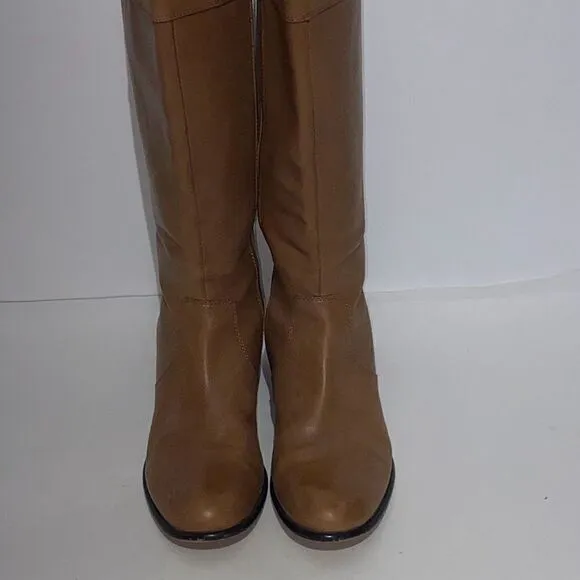 Corso Como Women's Over The Knee Side Zip Leather Riding Boots Brown Size 8M