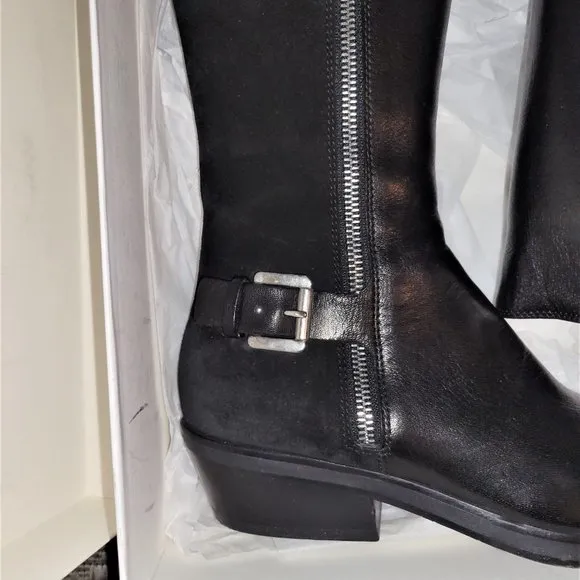 Costume National Leather/Suede Side Buckle Boots - 6.5