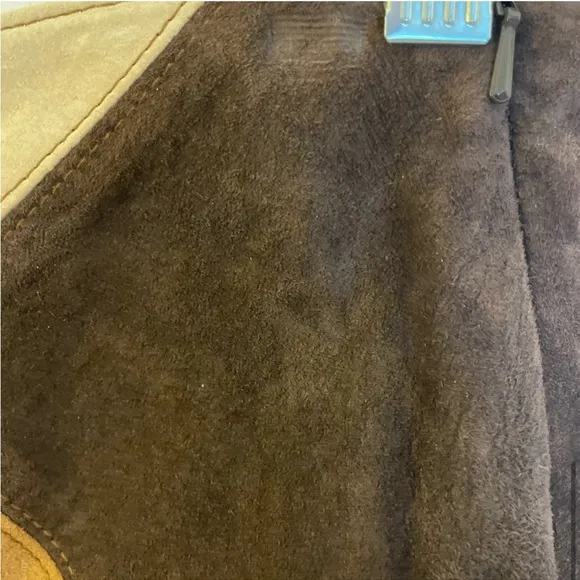 Country Road Real Leather / Suede Brown Tan Colorblock Skirt; Size M; Lined!