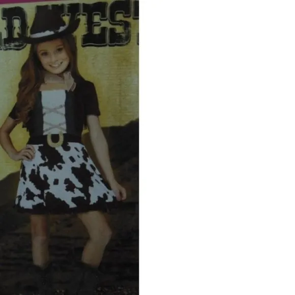 *Cowgirl &amp; Cowboy Boots sz 4/6 Halloween Costume 4 Pc Dress, Hat, Scarf Girls