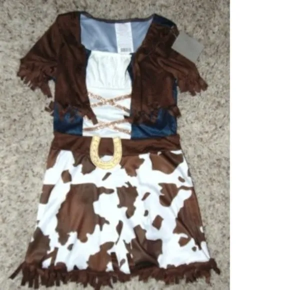 *Cowgirl &amp; Cowboy Boots sz 4/6 Halloween Costume 4 Pc Dress, Hat, Scarf Girls