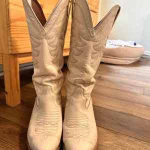 Cream Western Leather Boots