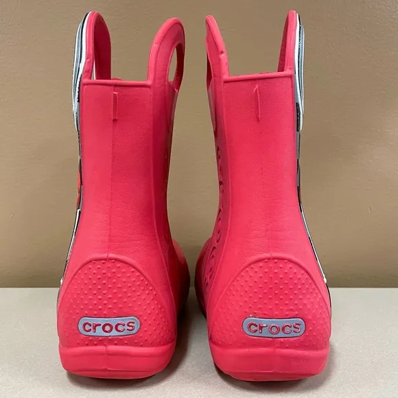 Crocs Cars Rain Boots Boys 2 Girls Lightning McQueen Disney Pixar Red Handle It