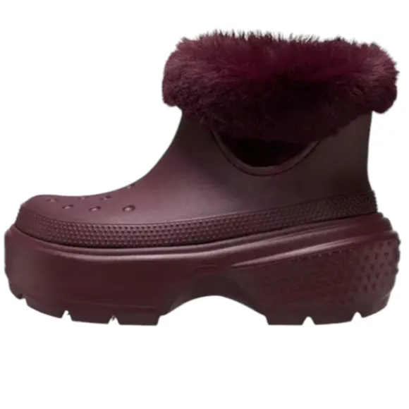 Crocs Stomp Lined Snow‎ Boots Dark Cherry Ankle High 208718-6WD Size 12W/10M