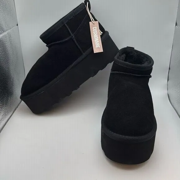 CUSHIONAIRE Hippy Women’s Platform Ankle Boots SIZE 6 BLACK