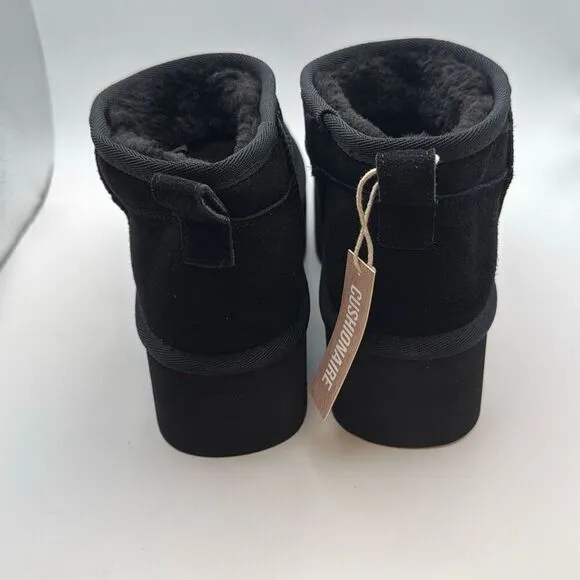 CUSHIONAIRE Hippy Women’s Platform Ankle Boots SIZE 6 BLACK