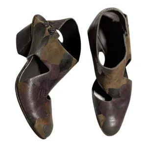 Cydwoq Curlicue Plum Brown Rustic Floral Leather Block Heel Ankle Boots 36 6