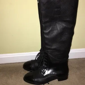 CYNTHIA VINCENT leather &amp; Patent knee high boots