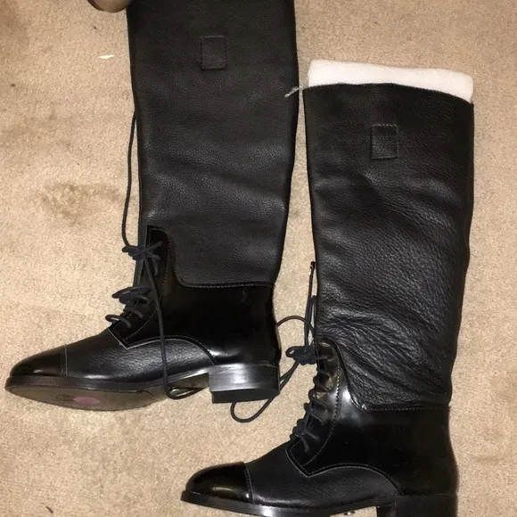 CYNTHIA VINCENT leather &amp; Patent knee high boots