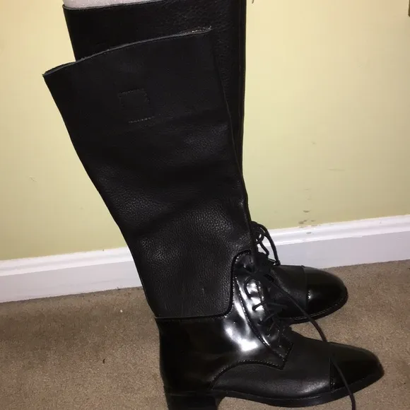 CYNTHIA VINCENT leather &amp; Patent knee high boots