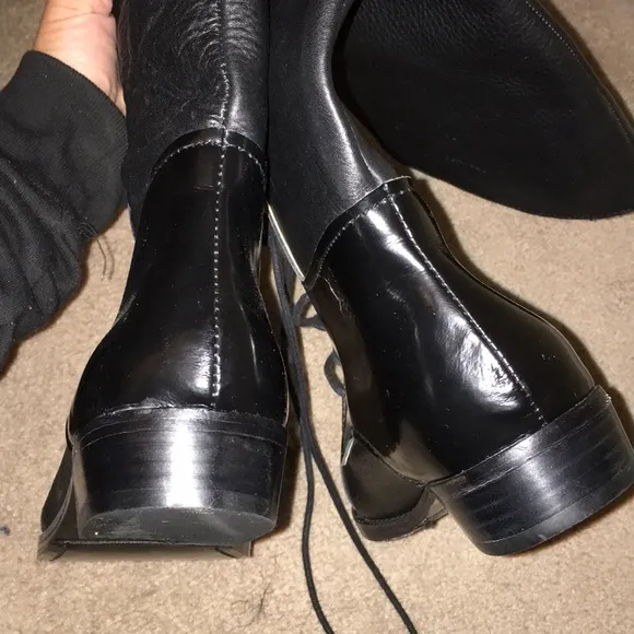 CYNTHIA VINCENT leather &amp; Patent knee high boots