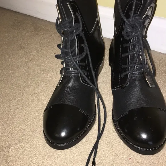 CYNTHIA VINCENT leather &amp; Patent knee high boots