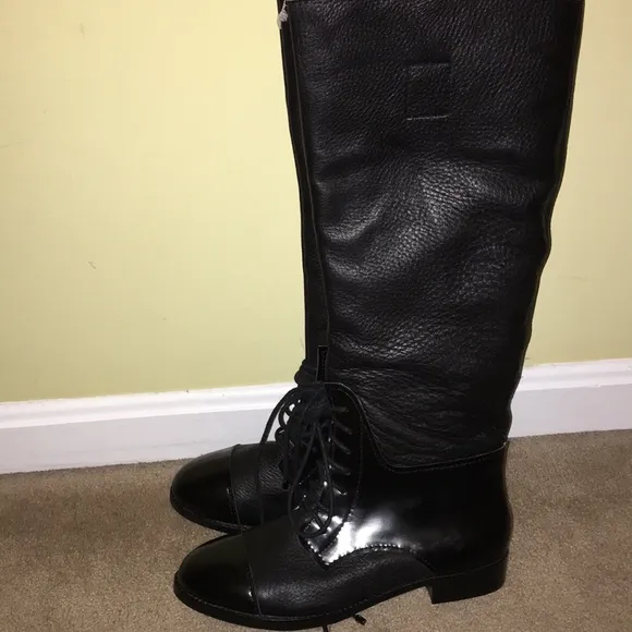 CYNTHIA VINCENT leather &amp; Patent knee high boots