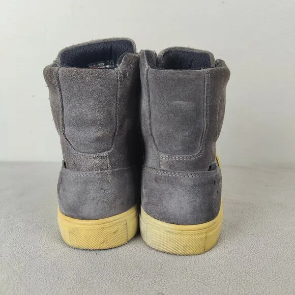 Dainese Street Biker Motorcycle Riding Boots Mens 10 Gray Yellow Leather Lae Up