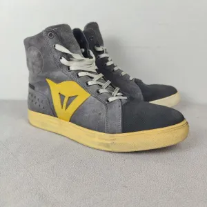 Dainese Street Biker Motorcycle Riding Boots Mens 10 Gray Yellow Leather Lae Up