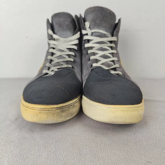 Dainese Street Biker Motorcycle Riding Boots Mens 10 Gray Yellow Leather Lae Up