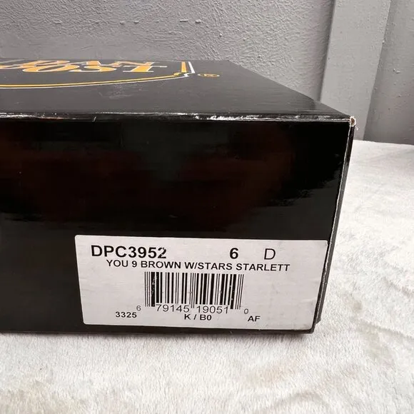 Dan Post Boots Starlett Youth 6D Brown Stars Leather Cowboy Western 3952 NIB