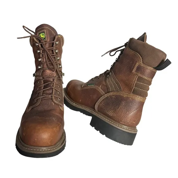 DAN POST JOHN DEERE Work Boots Brown Lace Up Orthotic Insert Mens Size 12 M