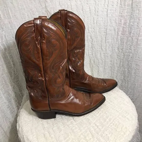 Dan Post Vtg Leather Cowboy Boots Size 8.5