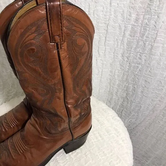 Dan Post Vtg Leather Cowboy Boots Size 8.5